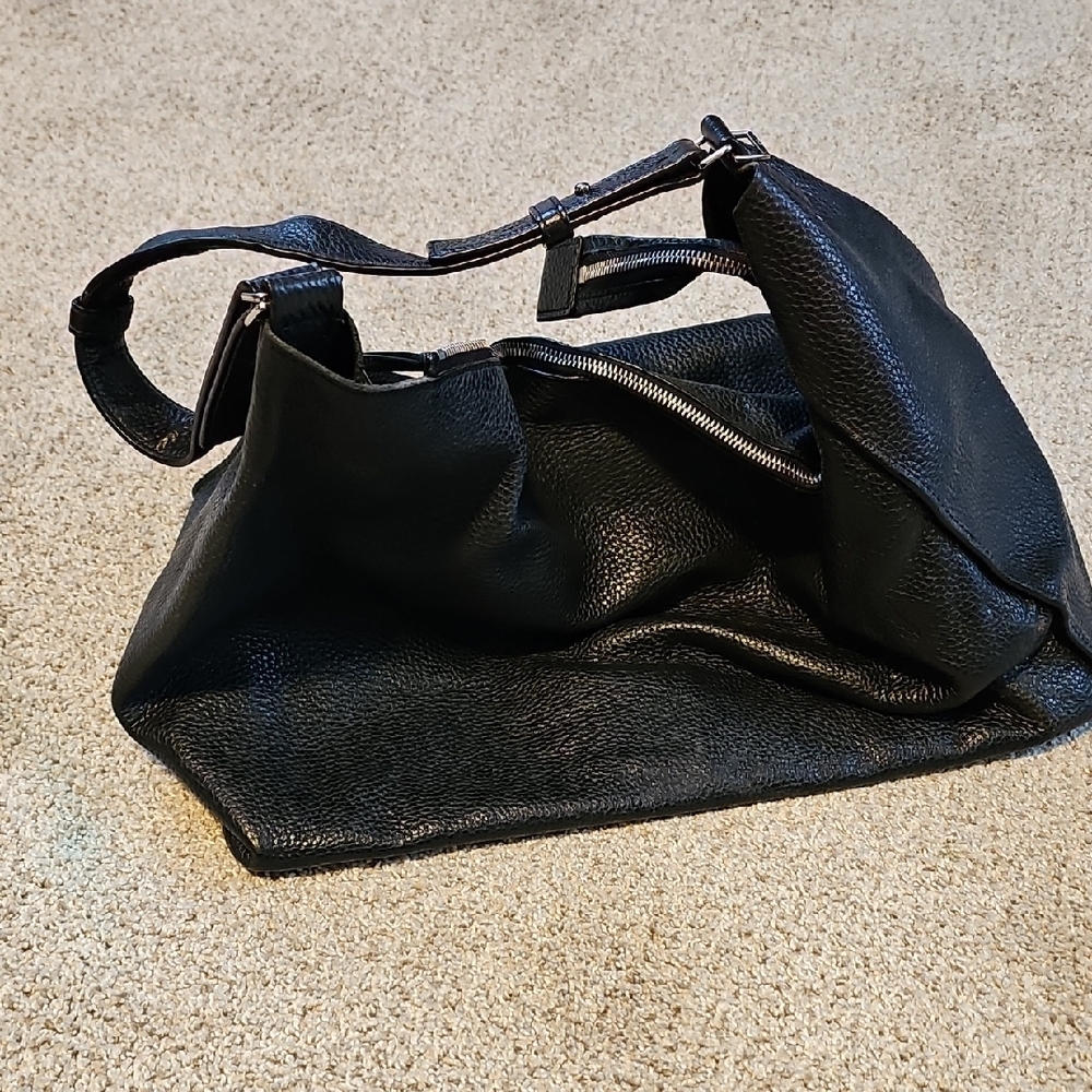All Saints Black Leather Hobo Bag - Picture 2 of 6